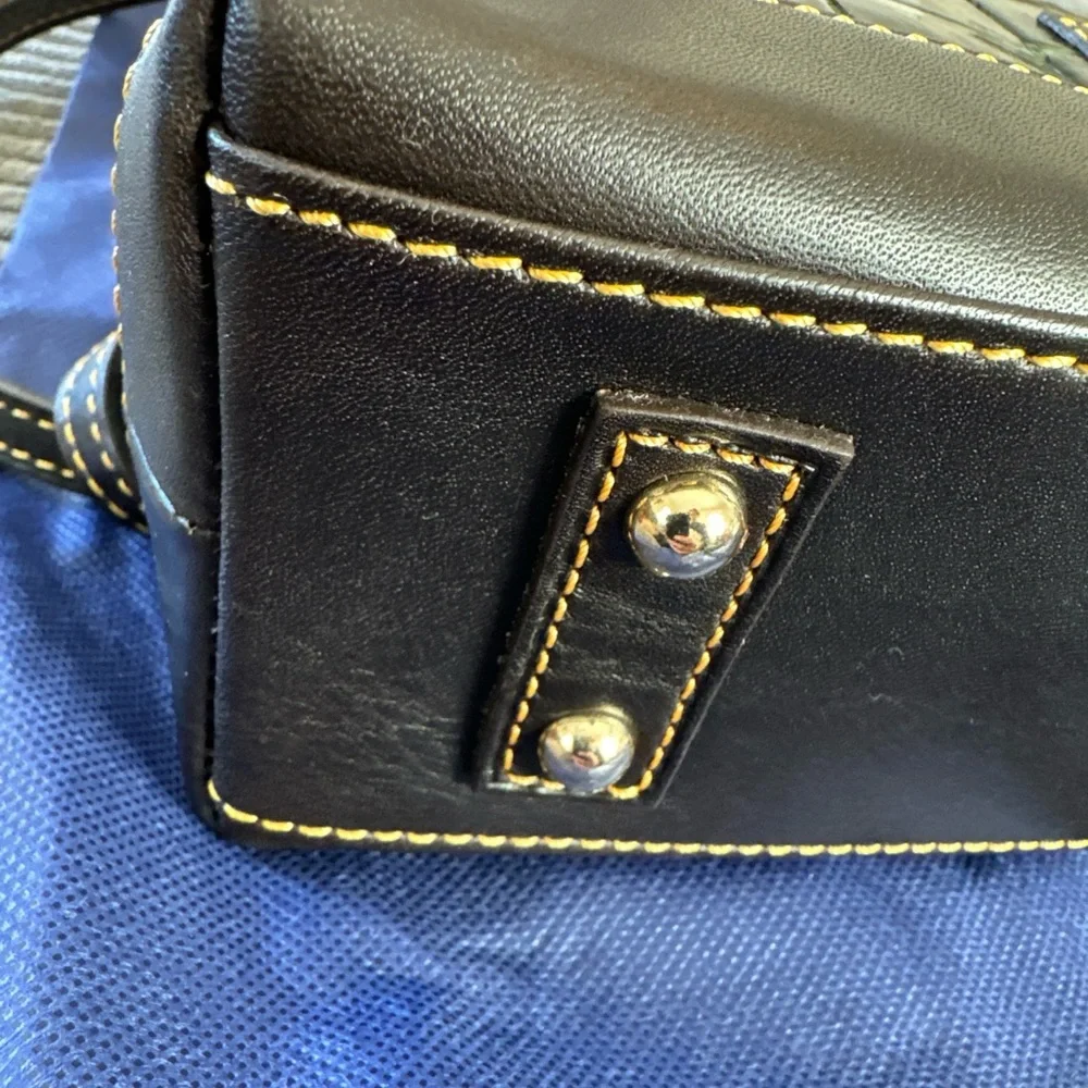 Dooney & Bourke Black and Green Croc-Embossed Leather Satchel - Picture 6 of 16